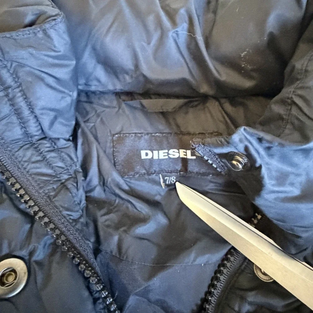 DIESEL Girls Sz 7S Black Down Puffer Coat- No Hood